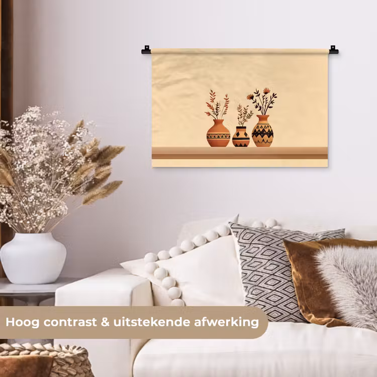 Wandkleed - Vazen - Bloemen - Bladeren - Minimalistisch — 4