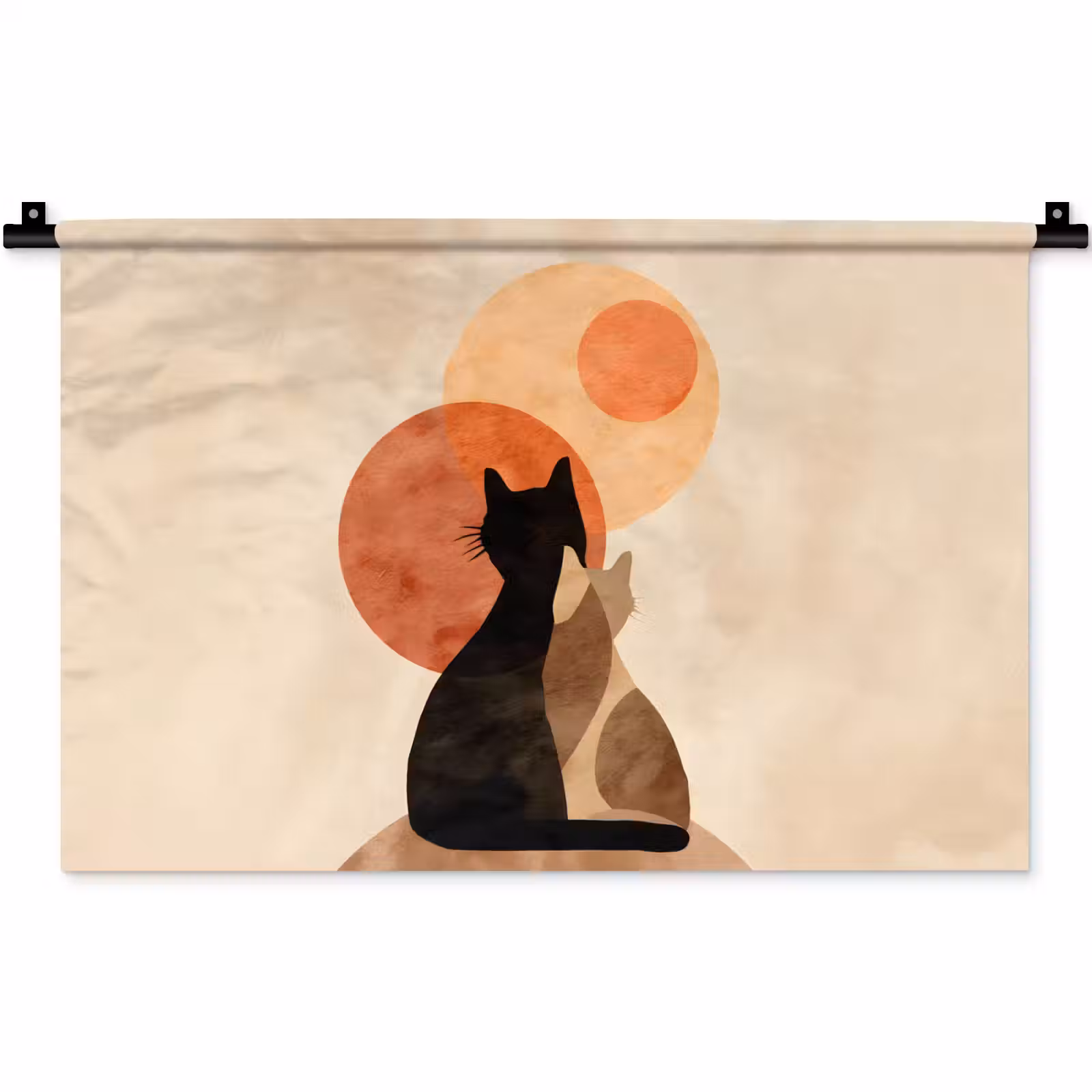 Wandkleed - Katten - Zwart - Abstract - Cirkels — 1