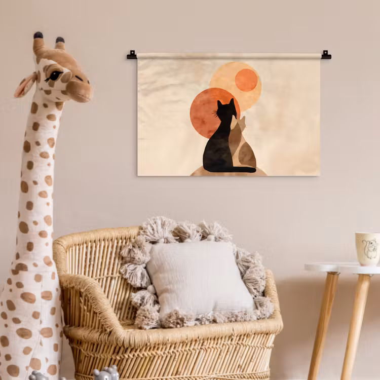 Wandkleed - Katten - Zwart - Abstract - Cirkels — 5