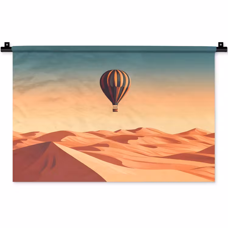 Wandkleed - Luchtballon - Woestijn - Zonsondergang - Blauw — 1