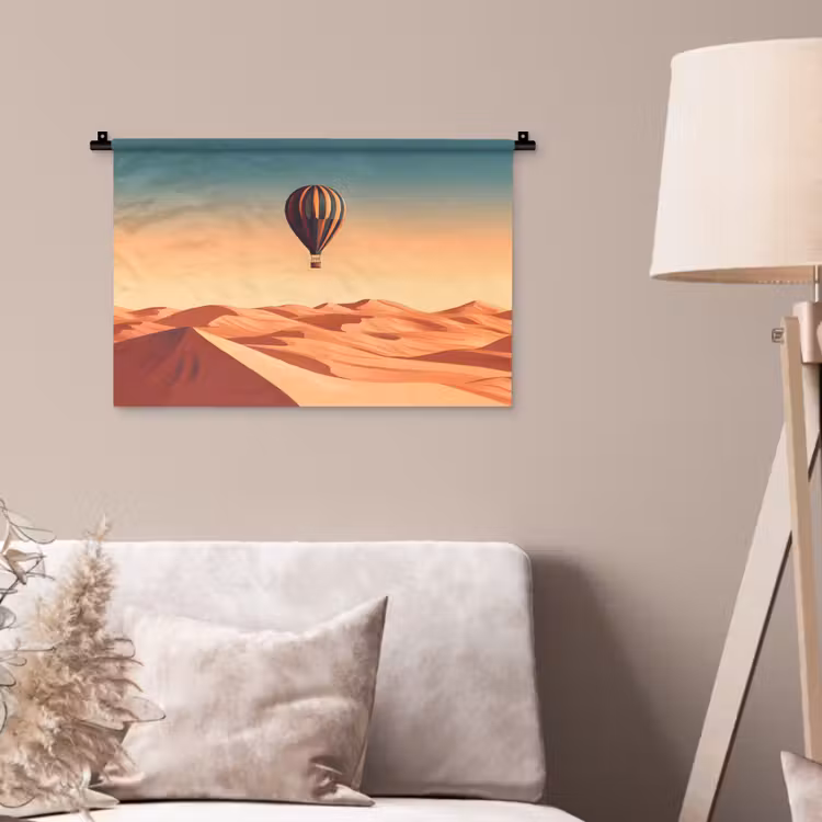 Wandkleed - Luchtballon - Woestijn - Zonsondergang - Blauw — 2