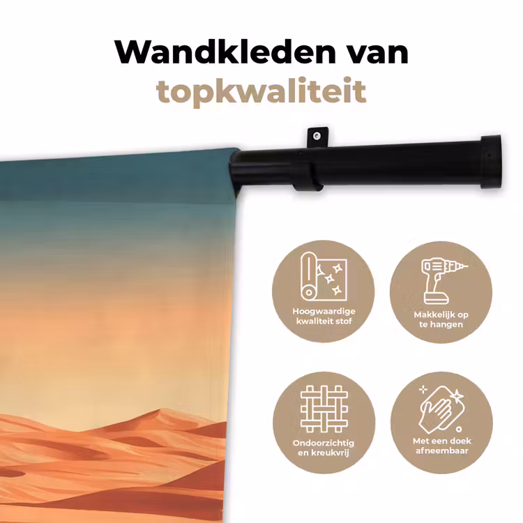 Wandkleed - Luchtballon - Woestijn - Zonsondergang - Blauw — 3