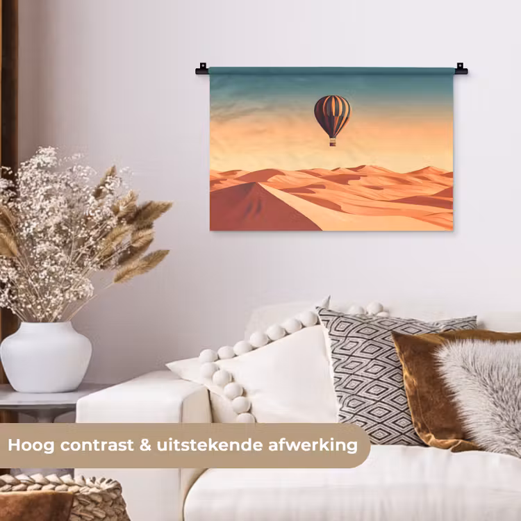 Wandkleed - Luchtballon - Woestijn - Zonsondergang - Blauw — 4