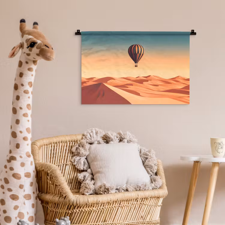 Wandkleed - Luchtballon - Woestijn - Zonsondergang - Blauw — 5
