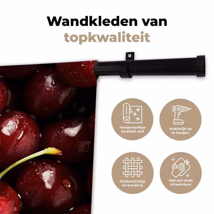 Wandkleed - Rood - Fruit - Kersen — 3