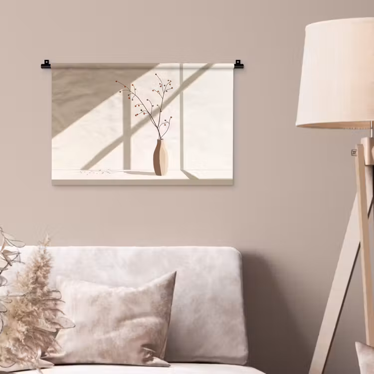 Wandkleed - Vaas - Takken - Bessen - Minimalistisch — 2