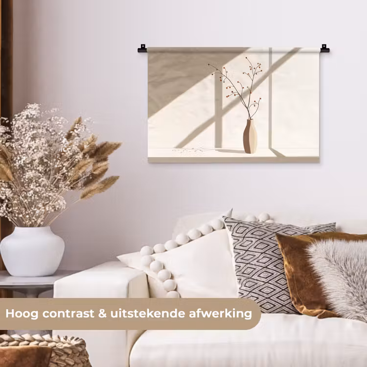 Wandkleed - Vaas - Takken - Bessen - Minimalistisch — 4