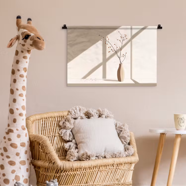Wandkleed - Vaas - Takken - Bessen - Minimalistisch — 5