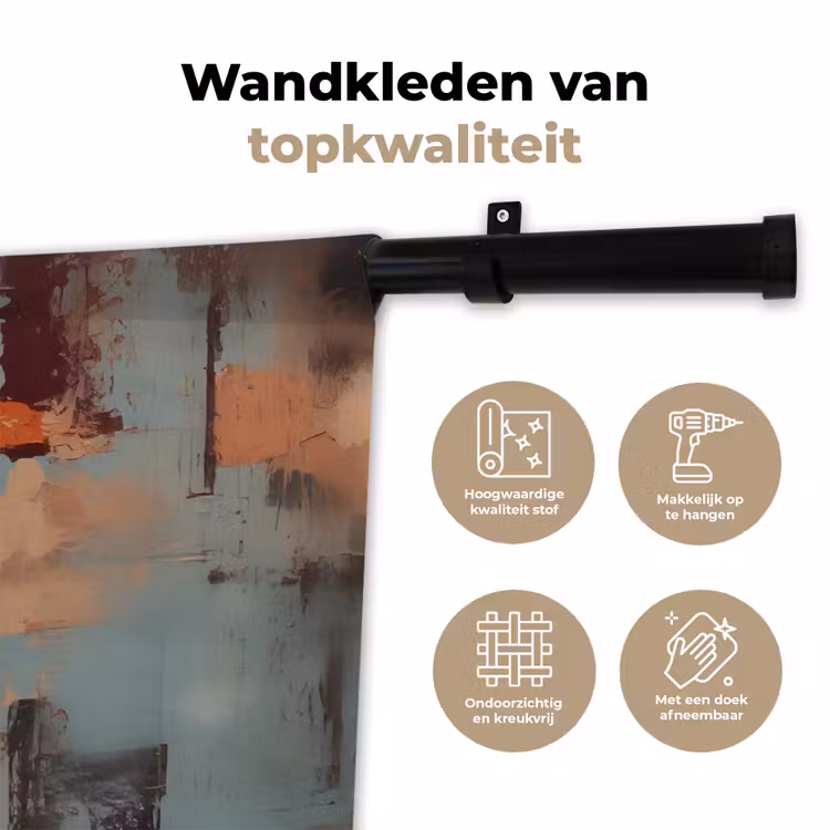 Wandkleed - Geschilderd - Abstract - Uil - Bruin — 3