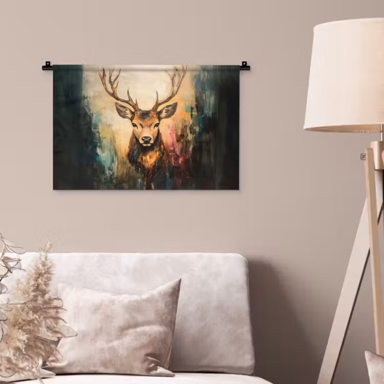 Wandkleed - Hert - Geverfd - Gewei - Bruin — 2