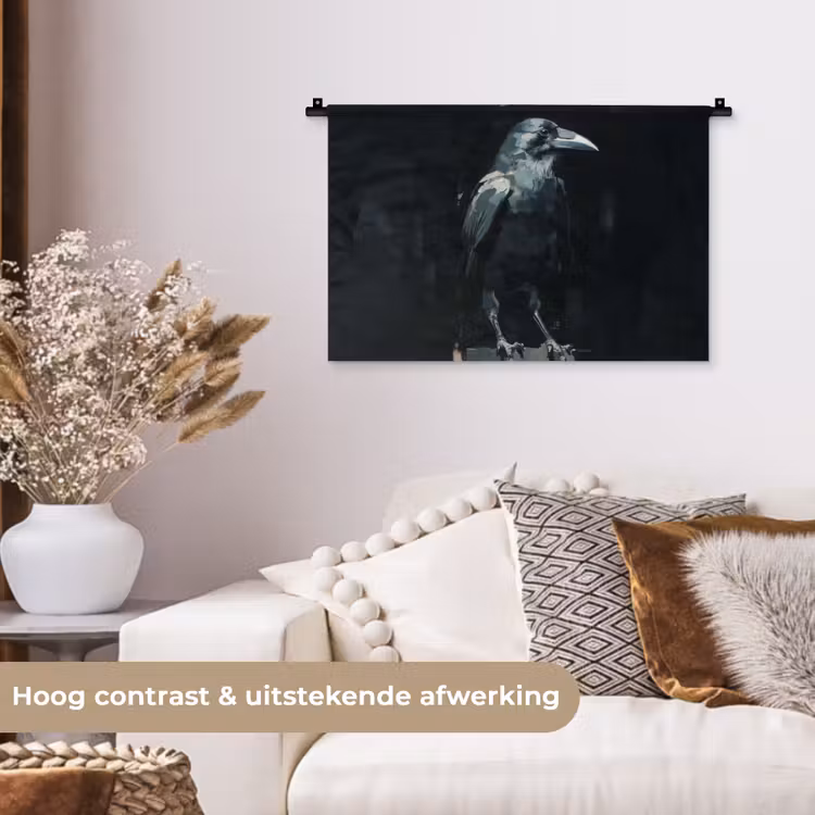 Wandkleed - Raaf - Vogels - Zwart — 4