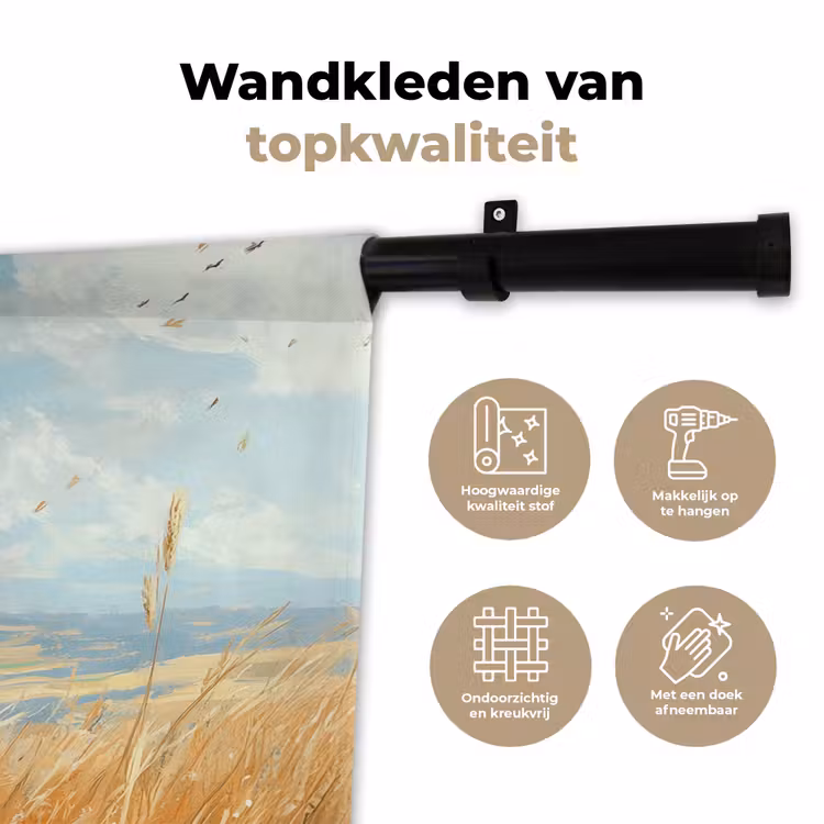 Wandkleed - Vos - Gras - Wolken - Oranje — 3