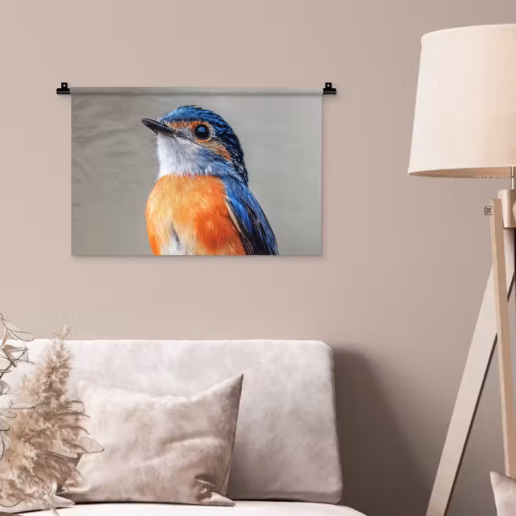 Wandkleed - Kleurrijk - Vogeltje - Veren - Blauw — 2