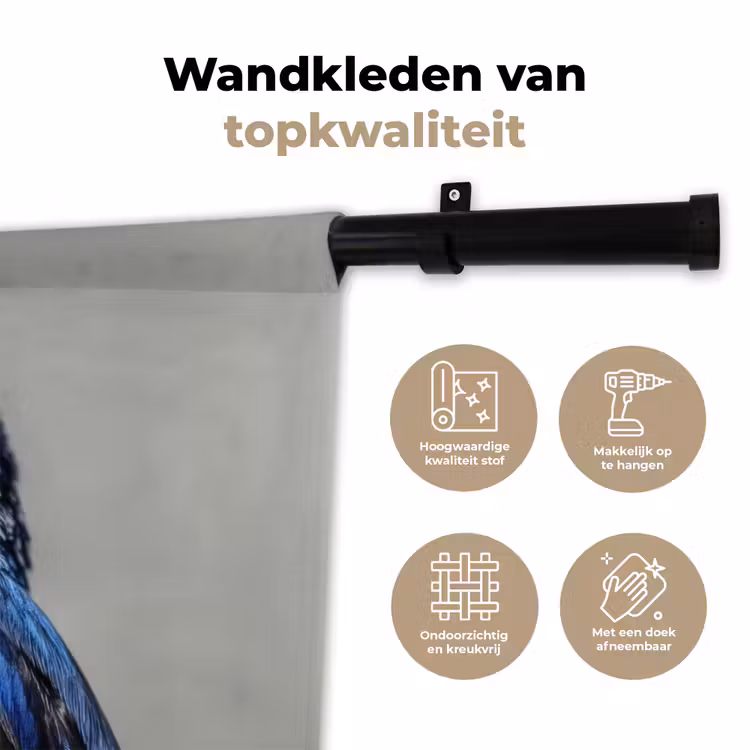 Wandkleed - Kleurrijk - Vogeltje - Veren - Blauw — 3