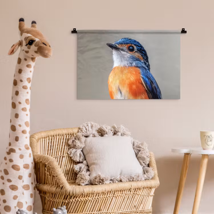 Wandkleed - Kleurrijk - Vogeltje - Veren - Blauw — 5