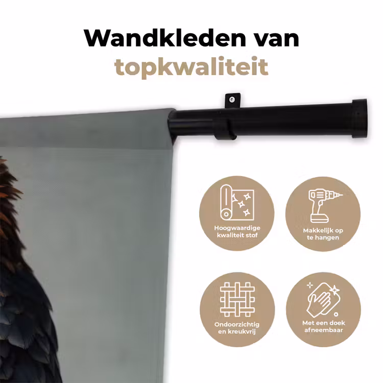 Wandkleed - Vogel - Realistisch - Veren - Bruin — 3