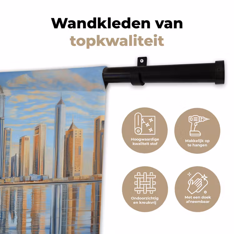 Wandkleed - Skyline - Wolkenkrabbers - Water - Blauw — 3