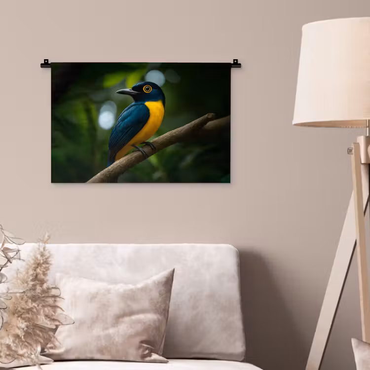 Wandkleed - Vogel - Tak - Geel - Bladeren — 2