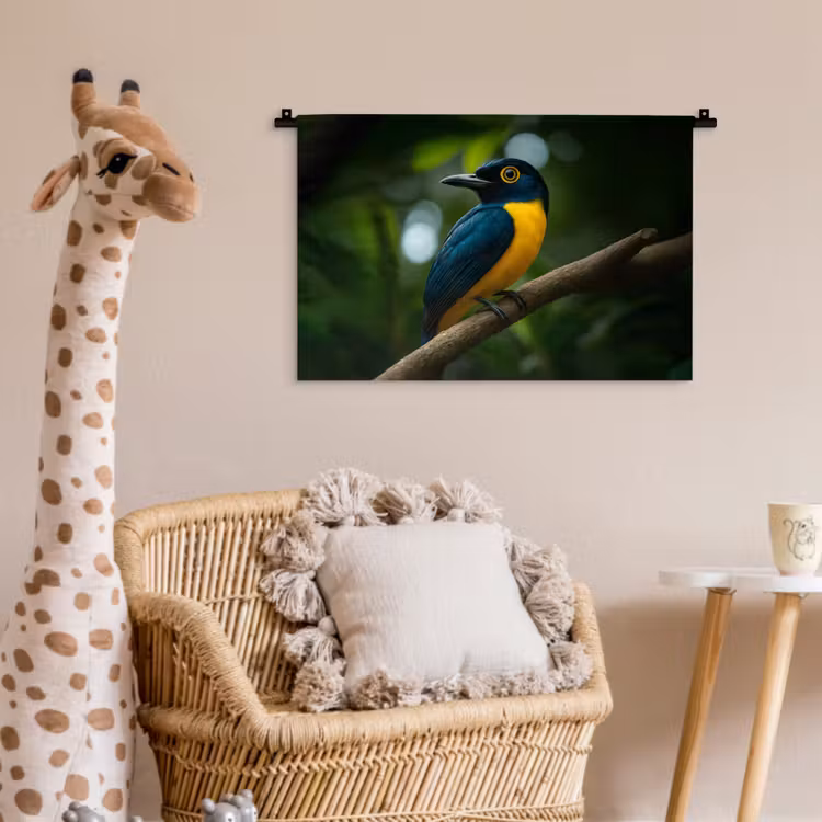 Wandkleed - Vogel - Tak - Geel - Bladeren — 5