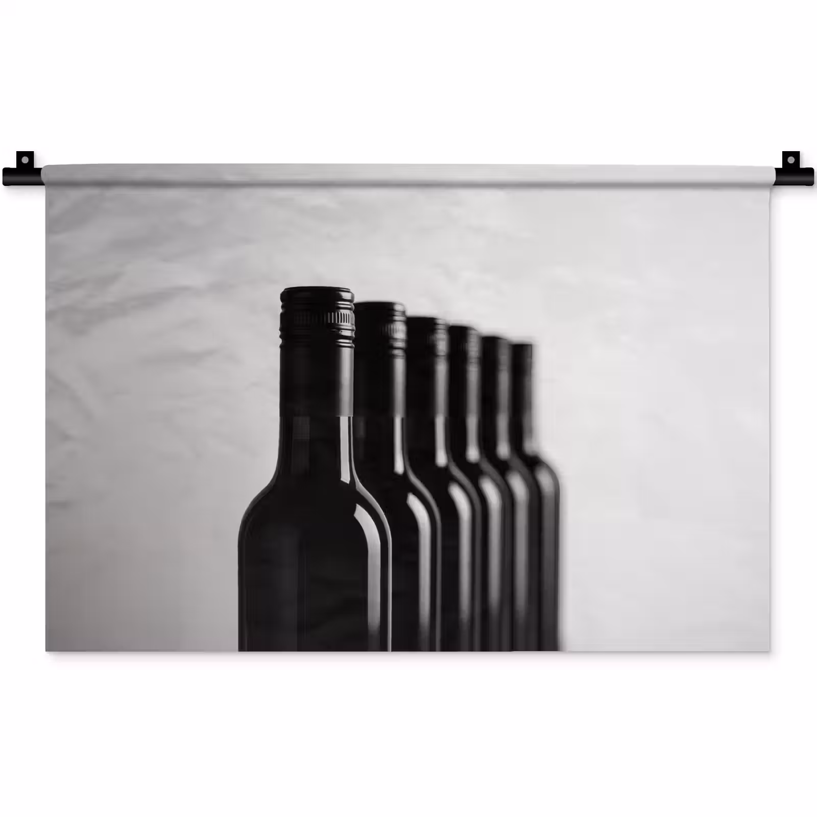Wandkleed - Wijnflessen - Zwart - Minimalistisch — 1