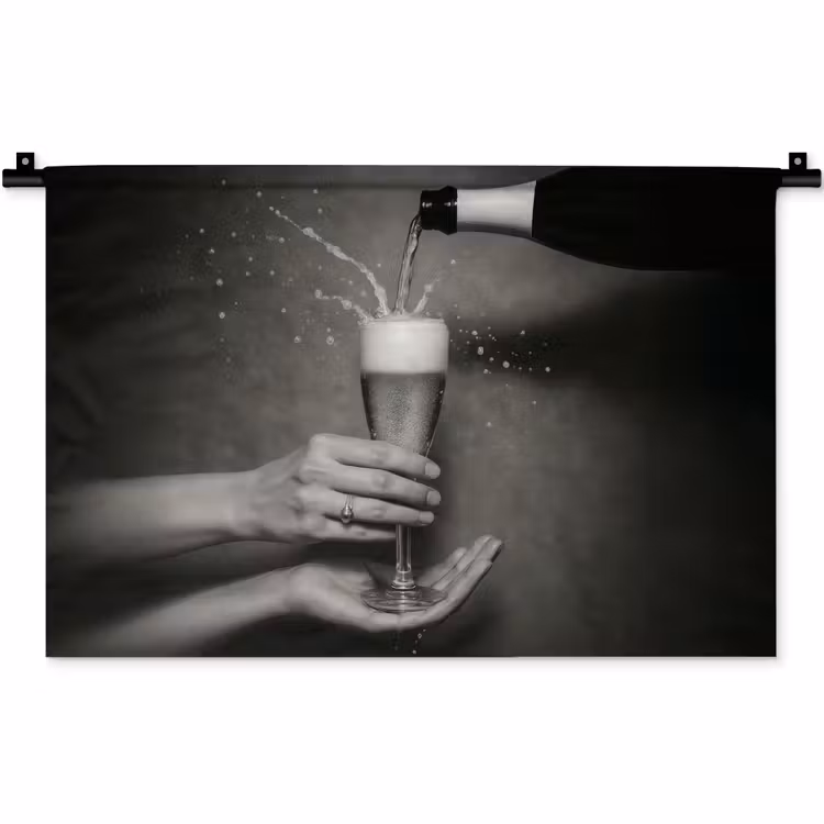 Wandkleed - Champagnefles - Glas - Minimalistisch - Spetters — 1