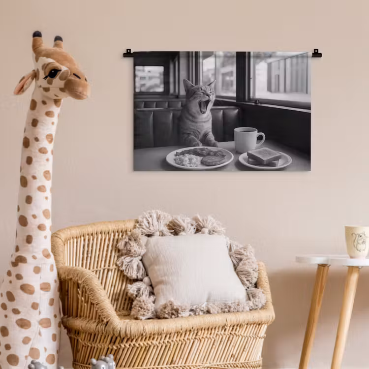 Wandkleed - Kat - Koffie - Brood - Zwart — 5