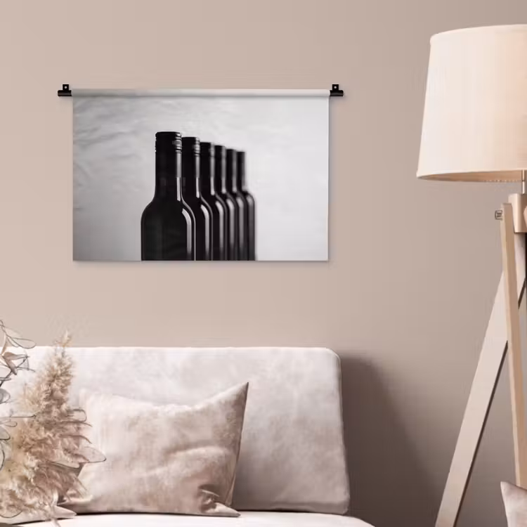 Wandkleed - Wijnflessen - Zwart - Minimalistisch — 2