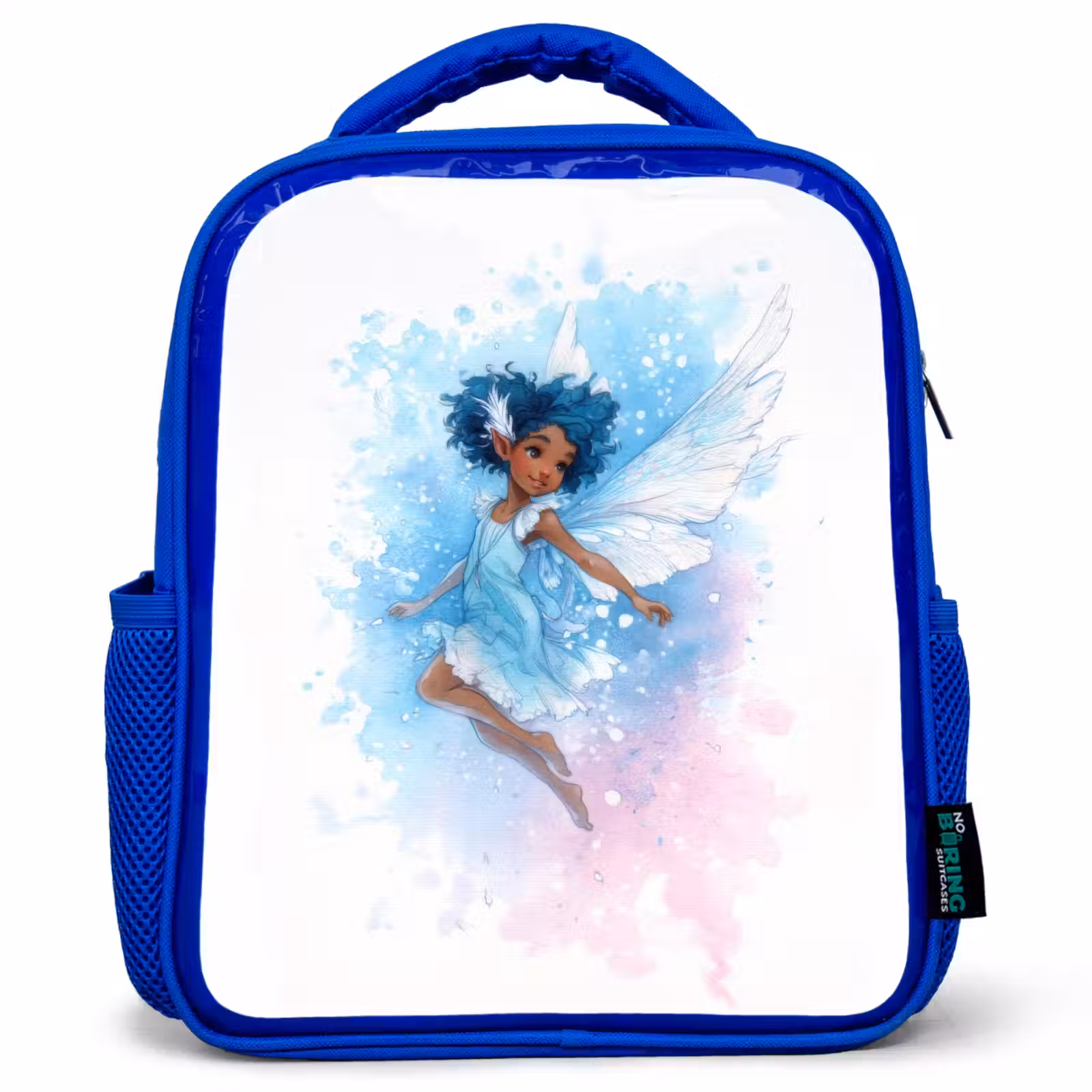 Rugzak kind - blauw - Dansende elf met blauwe vleugels en waterverf-effect — 1