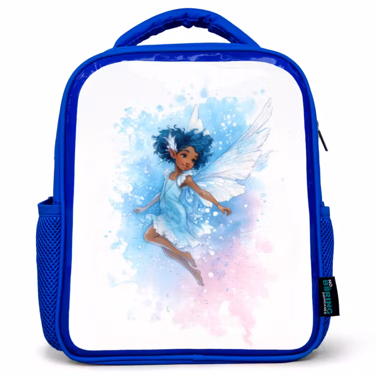 Rugzak kind - blauw - Dansende elf met blauwe vleugels en waterverf-effect — 1