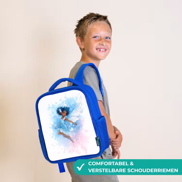 Rugzak kind - blauw - Dansende elf met blauwe vleugels en waterverf-effect — 4