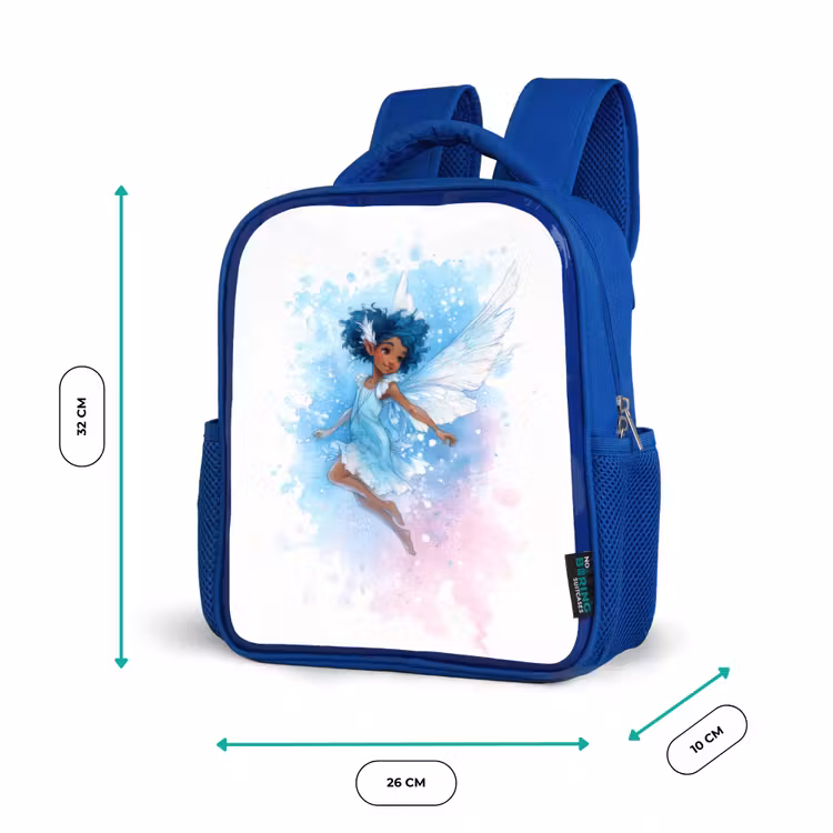 Rugzak kind - blauw - Dansende elf met blauwe vleugels en waterverf-effect — 5