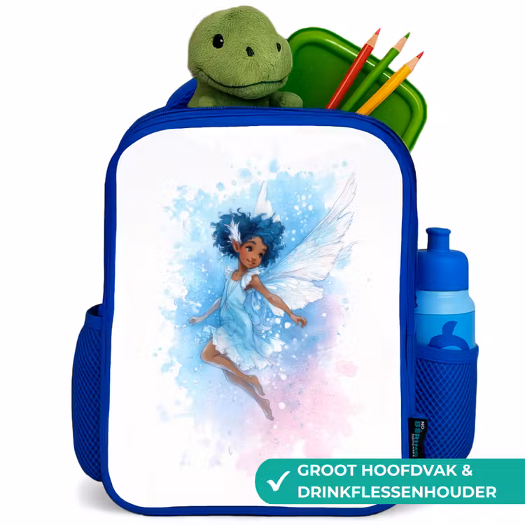 Rugzak kind - blauw - Dansende elf met blauwe vleugels en waterverf-effect — 6