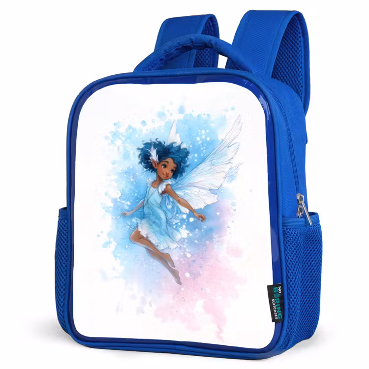 Rugzak kind - blauw - Dansende elf met blauwe vleugels en waterverf-effect — 7