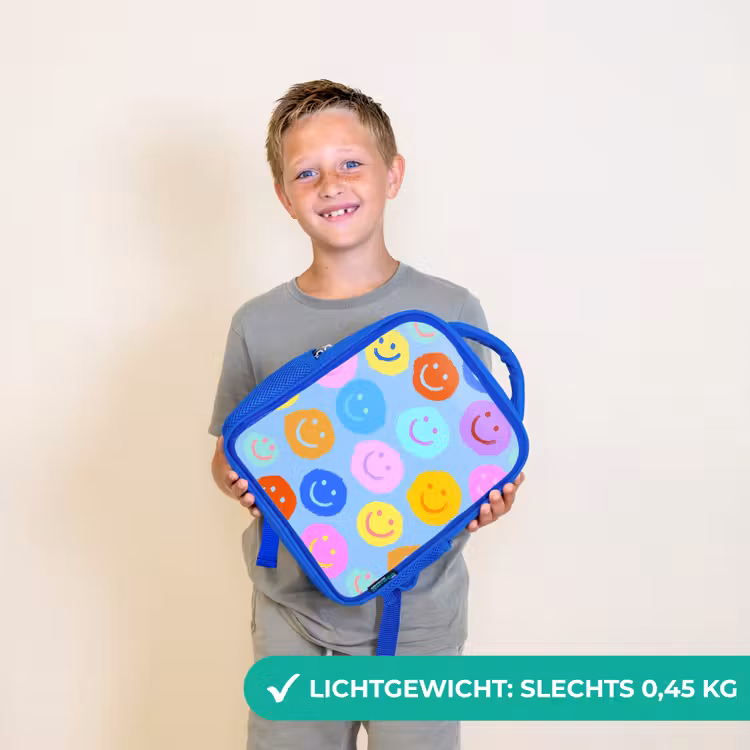 Rugzak kind - blauw - Verfachtige smileycollage op lichtblauw — 2