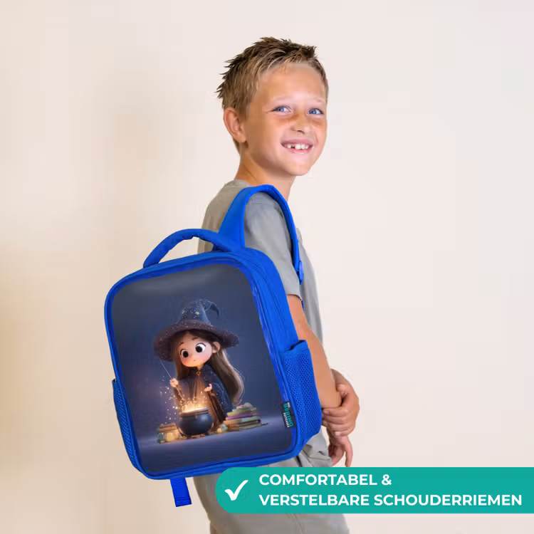 Rugzak kind - blauw - Avondbrouwsel van een jonge tovenares in sterrenmantel — 4