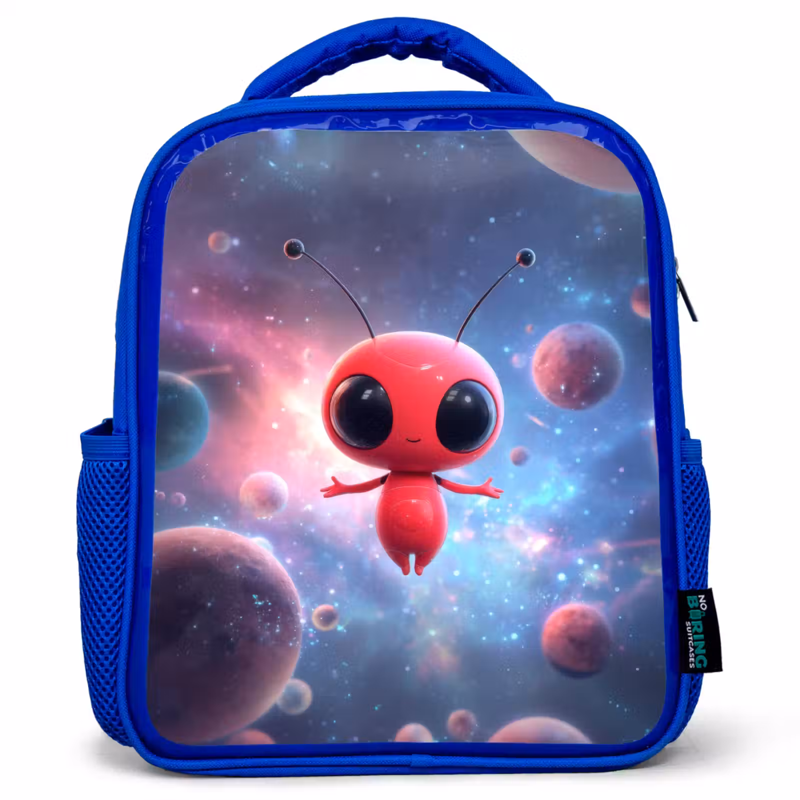 Rugzak kind - blauw - Rood buitenaards wezentje zwevend in kleurrijke kosmos — 1