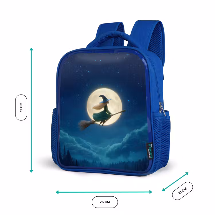 Rugzak kind - blauw - Magische nachtvlucht van een heks voor volle maan — 5