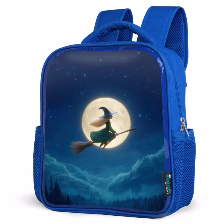 Rugzak kind - blauw - Magische nachtvlucht van een heks voor volle maan — 7