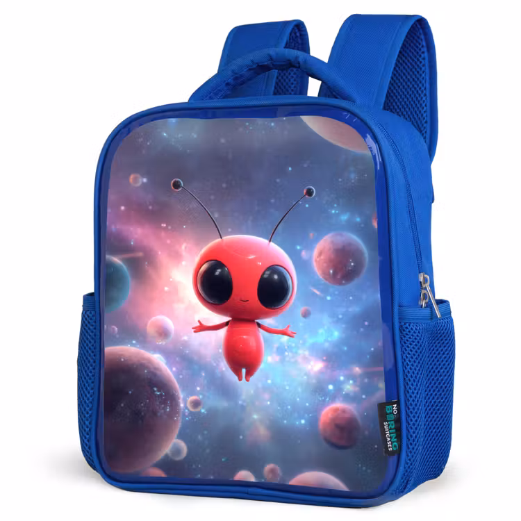 Rugzak kind - blauw - Rood buitenaards wezentje zwevend in kleurrijke kosmos — 7