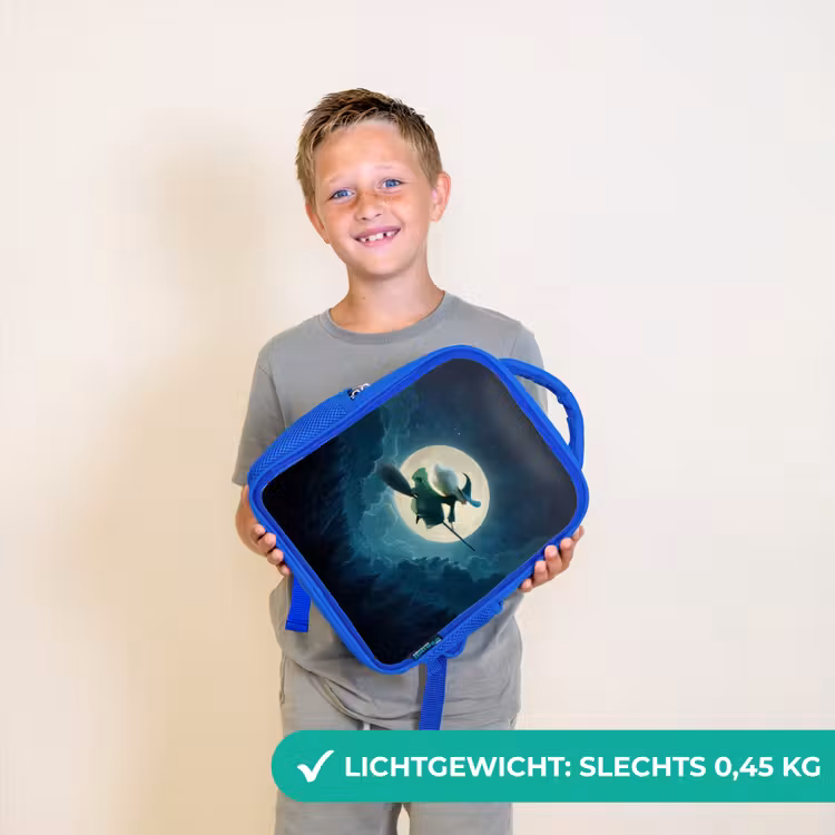 Rugzak kind - blauw - Vliegende heks voor volle maan boven donker woud — 2