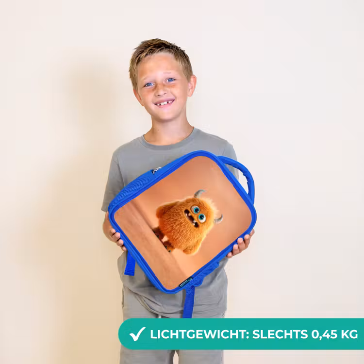 Rugzak kind - blauw - Knuffelmonster in herfstkleur — 2