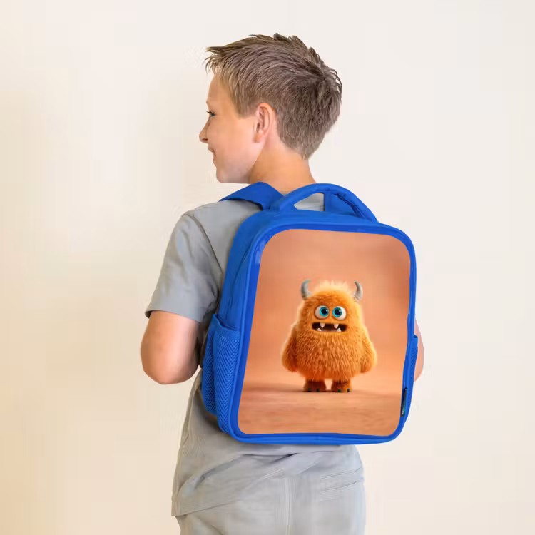 Rugzak kind - blauw - Knuffelmonster in herfstkleur — 3