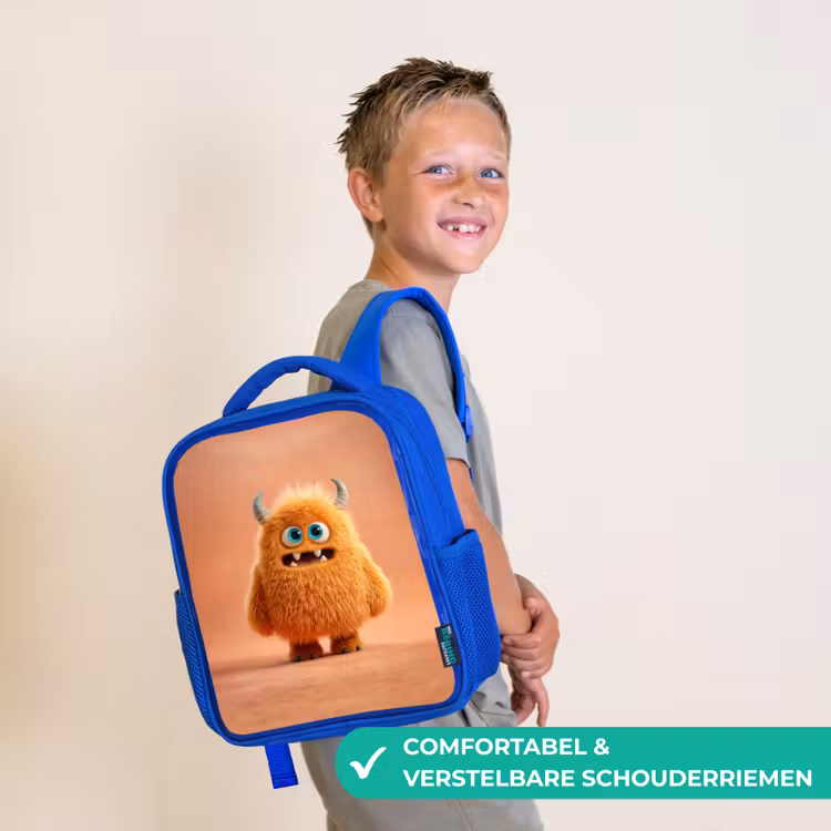 Rugzak kind - blauw - Knuffelmonster in herfstkleur — 4