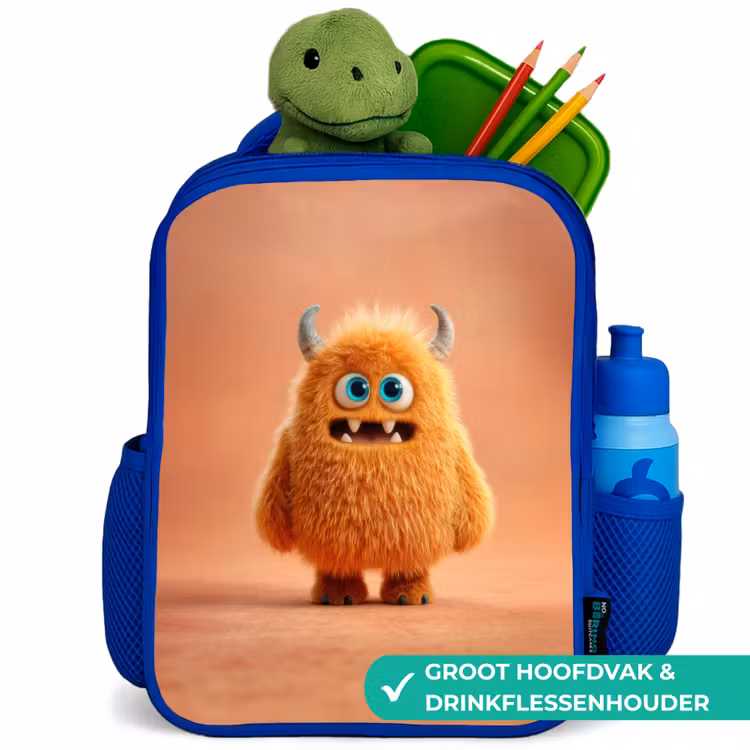 Rugzak kind - blauw - Knuffelmonster in herfstkleur — 6