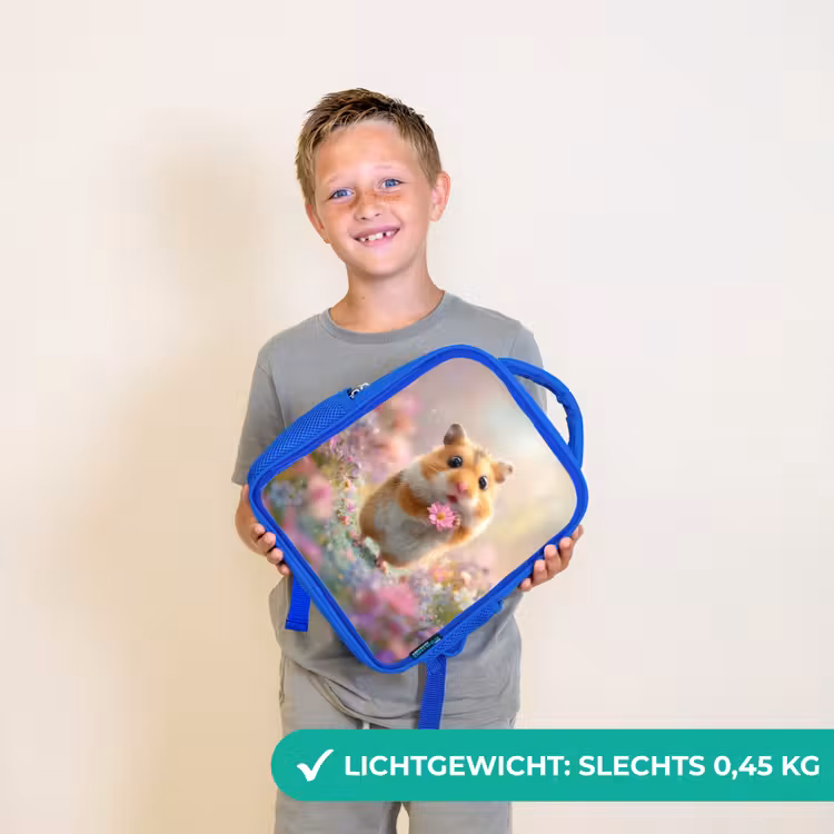 Rugzak kind - blauw - Bloemenliefde in hamsteroogjes — 2