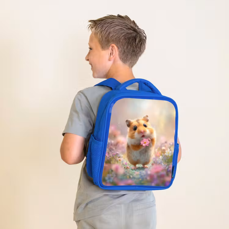 Rugzak kind - blauw - Bloemenliefde in hamsteroogjes — 3