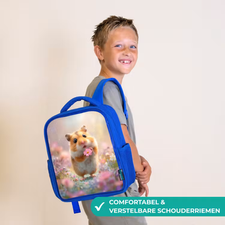 Rugzak kind - blauw - Bloemenliefde in hamsteroogjes — 4