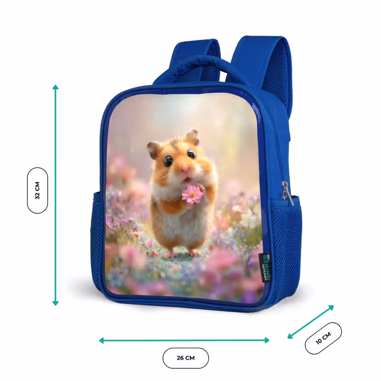 Rugzak kind - blauw - Bloemenliefde in hamsteroogjes — 5