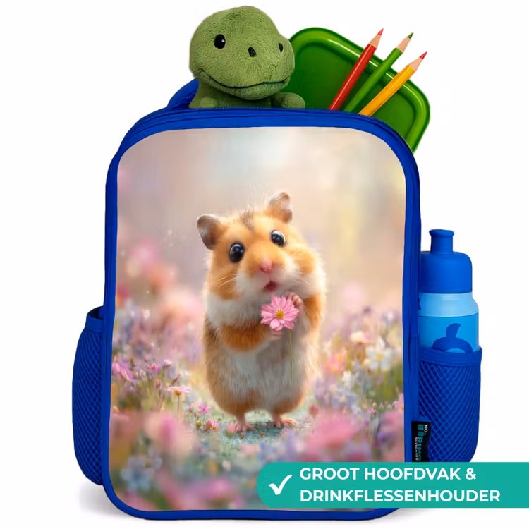 Rugzak kind - blauw - Bloemenliefde in hamsteroogjes — 6