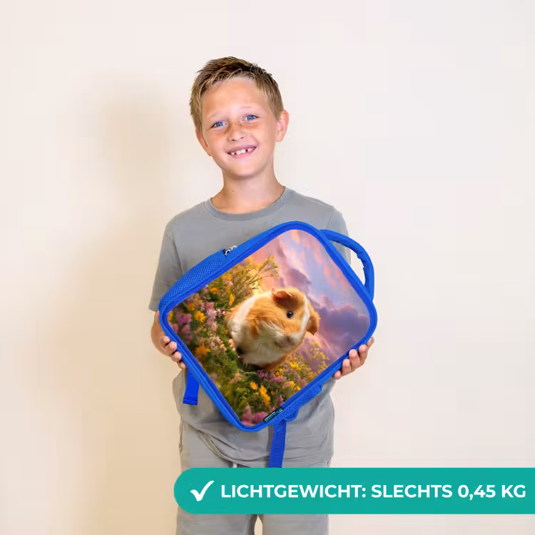 Rugzak kind - blauw - Cavia in zonsondergangsweide — 2